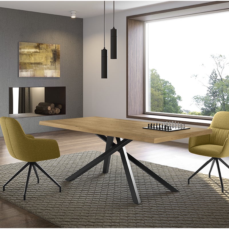 Spike – stół rozkładany (200/300 x 100 cm) w okleinie z czarnego dębu