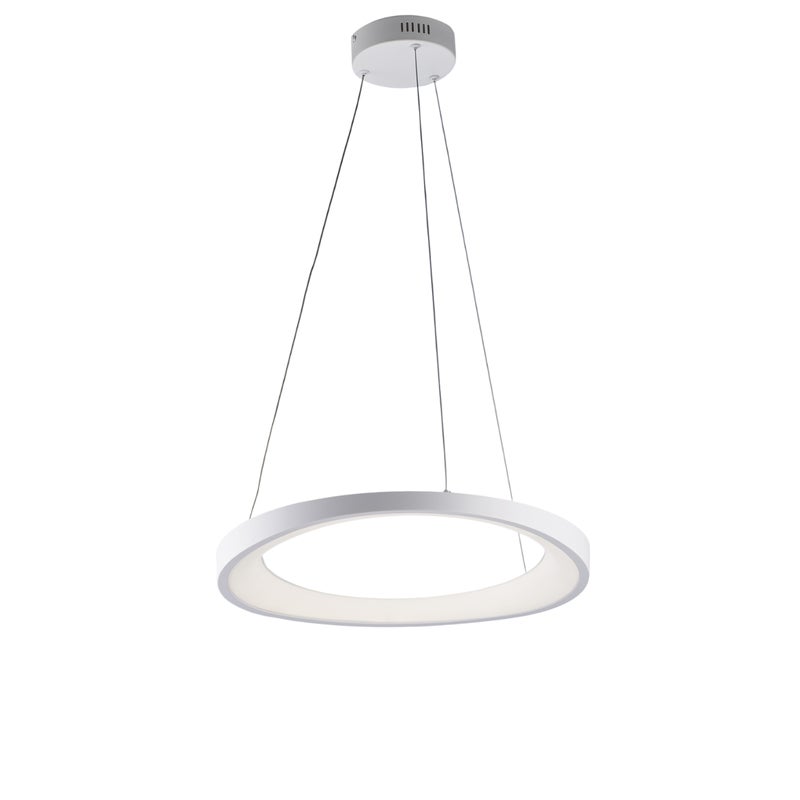 Anna lampa wisząca LED, biały metal i aluminium, regulowane kable, Ø50 cm