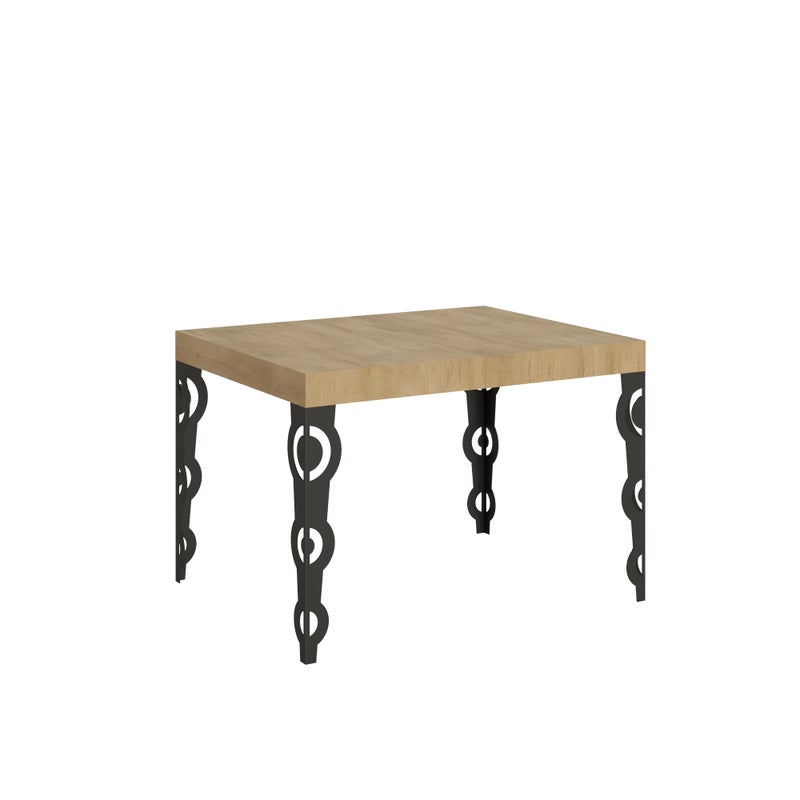 Stół rozkładany Karamay 80x120/204 cm Dąb naturalny z ramą antracytową