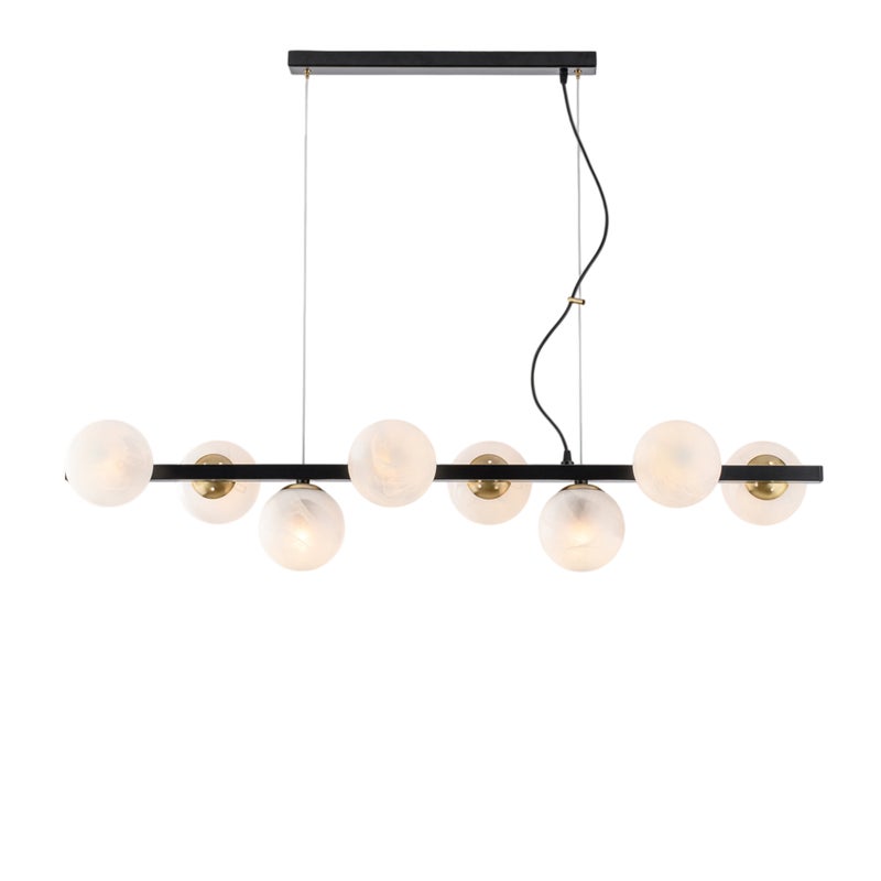 Lampa wisząca Adrian z czarnego lakierowanego i brązowionego żelaza, 8 lamp, dł. 121 x 30, BL278-8-NR