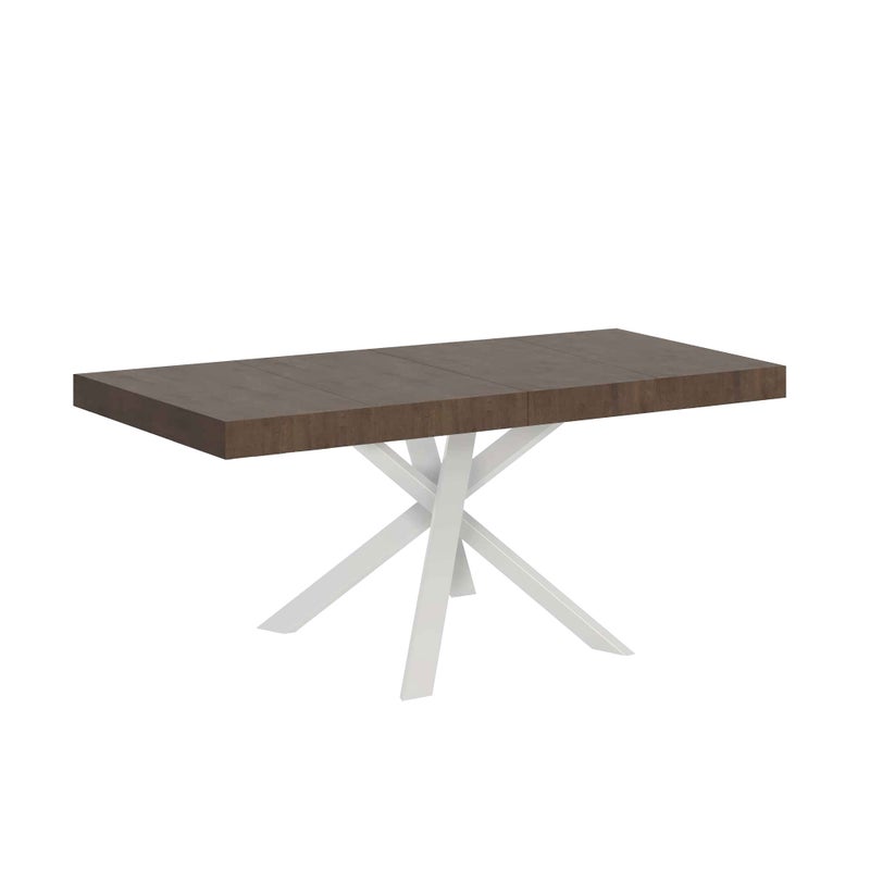 Stół rozkładany Clerk Premium 90x90/194 cm z blatem orzechowym i białymi nogami