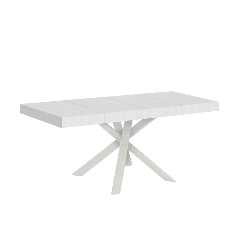 Stół rozkładany Clerk Premium 90x90/194 cm z blatem jesionowym w kolorze białym i białymi nogami