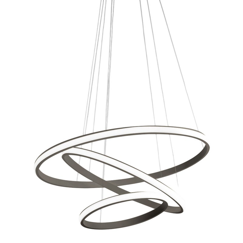 Iole S3 żyrandol LED 60 W, ściemnialny, 3 pierścienie z tytanowego aluminium, ciepłe światło 3000 K, 3000 lm, nowoczesny design