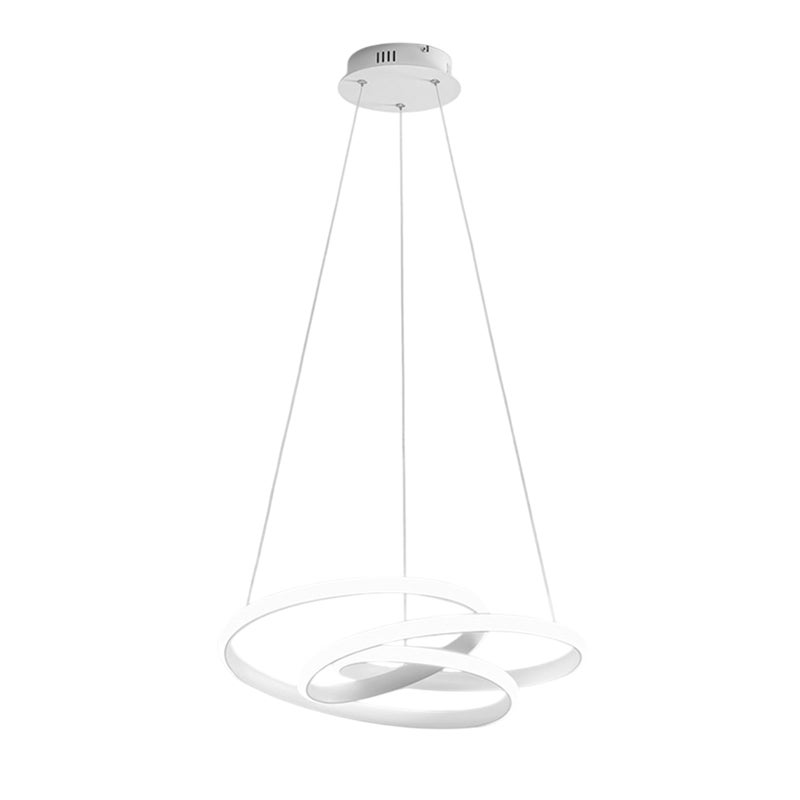 Diva lampa wisząca LED 80 W, ściemnialna, satynowo-białe aluminium, ciepłe światło 3000 K, splecione pierścienie Ø85 cm