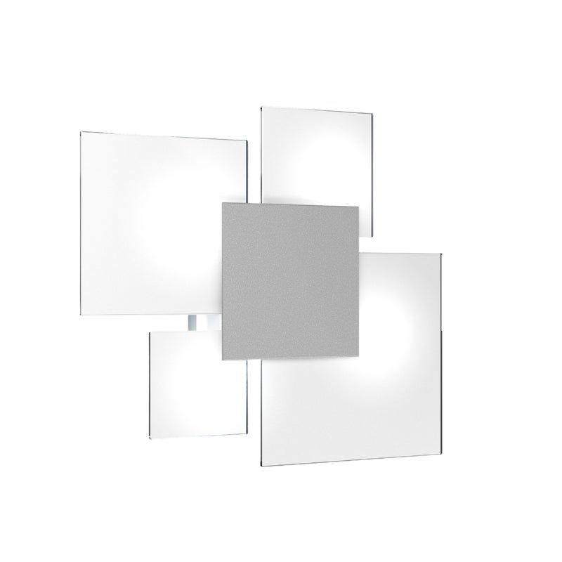 Lampa sufitowa prostokątna Toplight Upgrade 4-punktowa z oprawką GX53, struktura szaro-biała, nowoczesny design 46x42x15 cm