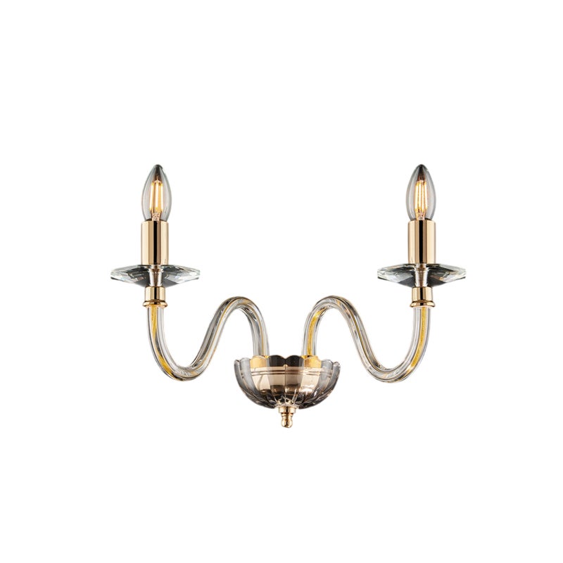 Kinkiet Franz 2-punktowy z pozłacanego żelaza z przezroczystym szkłem .39 P.25 BL275-AP2-OR