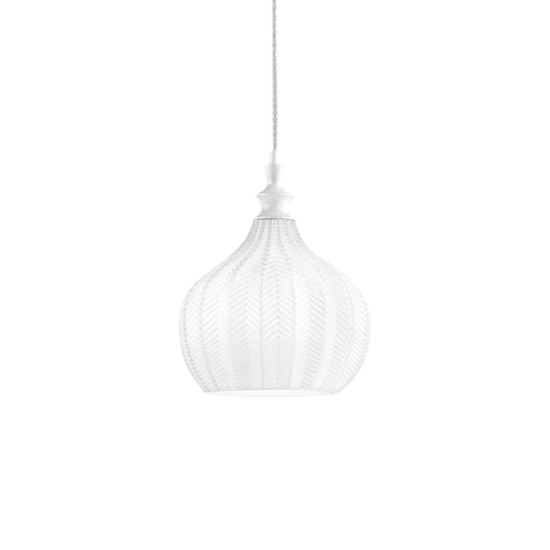 Cleofe lampa wisząca z przezroczystego białego szkła, gniazdo E27, styl vintage, IP20, Ø23 cm