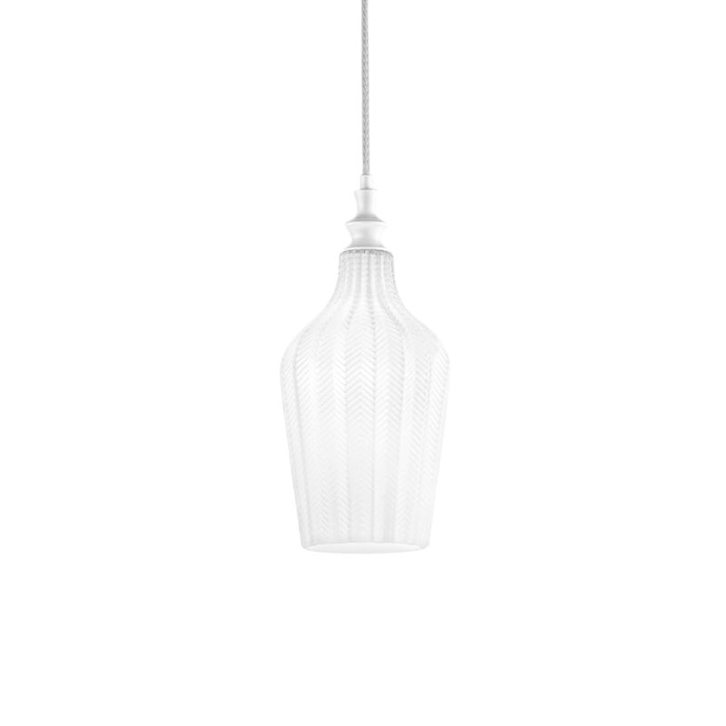 Cleofe lampa wisząca z przezroczystego białego szkła, gniazdo E27, styl vintage, IP20, Ø18 cm