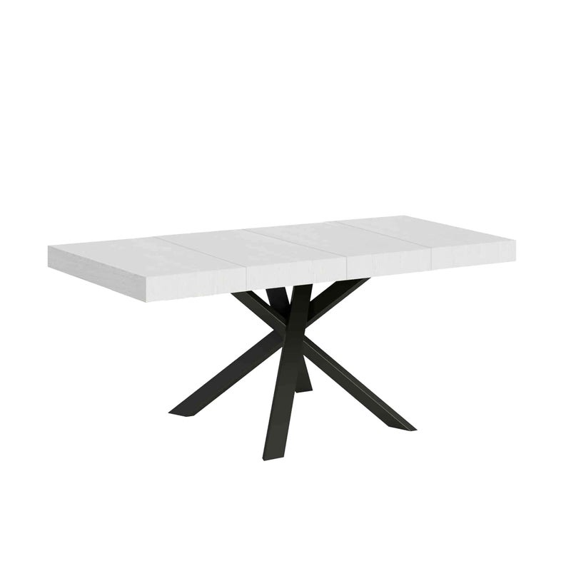 Stół rozkładany Clerk Premium 90x90/194 cm, blat jesionowy biały, nogi antracytowe