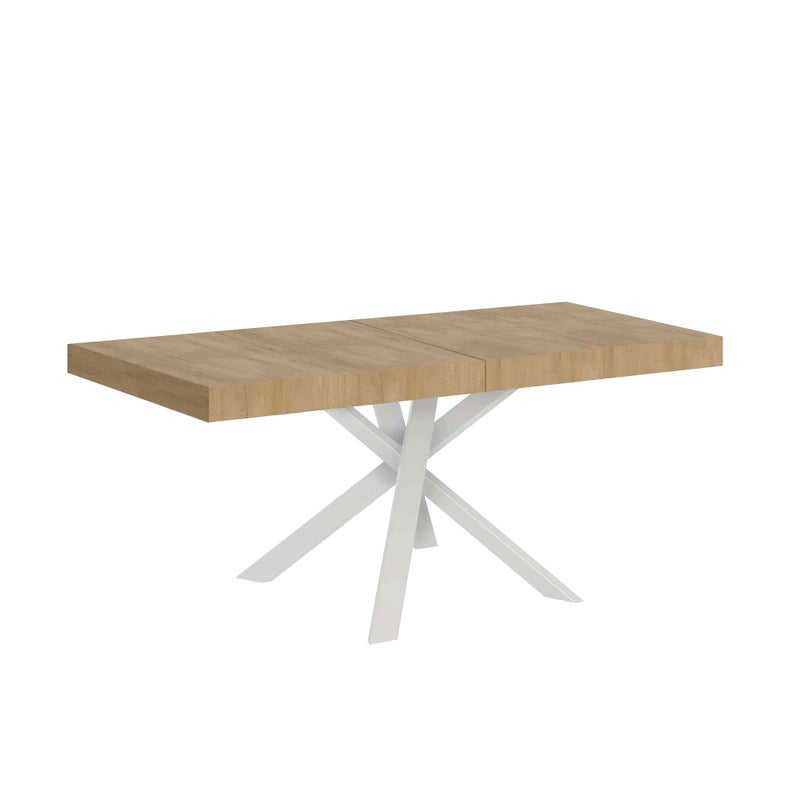 Stół rozkładany Clerk Premium 90x90/194 cm z blatem z naturalnego dębu i białymi nogami