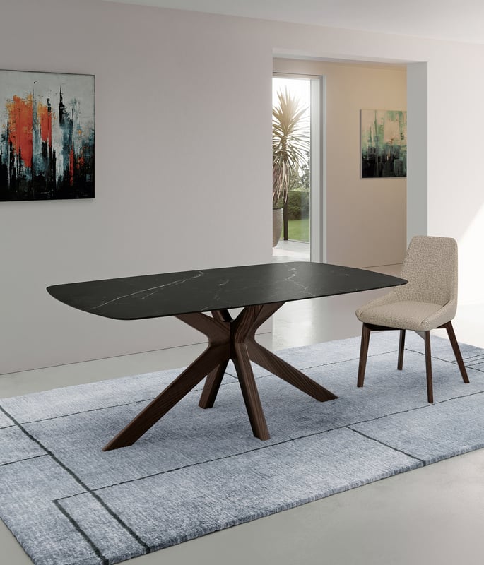 Gemini - Stół stały (180 x 90 x 76 cm) z czarnej ceramiki