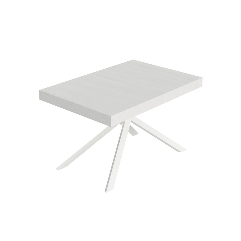 Stół rozkładany Niket 120/204x80 cm biały jesion z białymi nogami