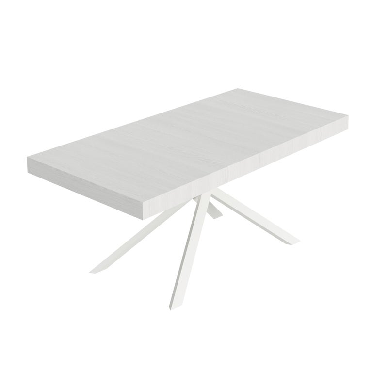 Stół rozkładany Niket 200/460x90 cm biały jesion z białymi nogami