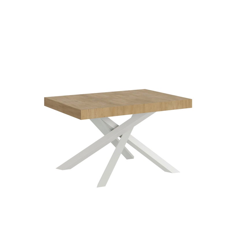 Stół rozkładany Volantis Premium 130/390x90 cm, dąb naturalny, nogi białe