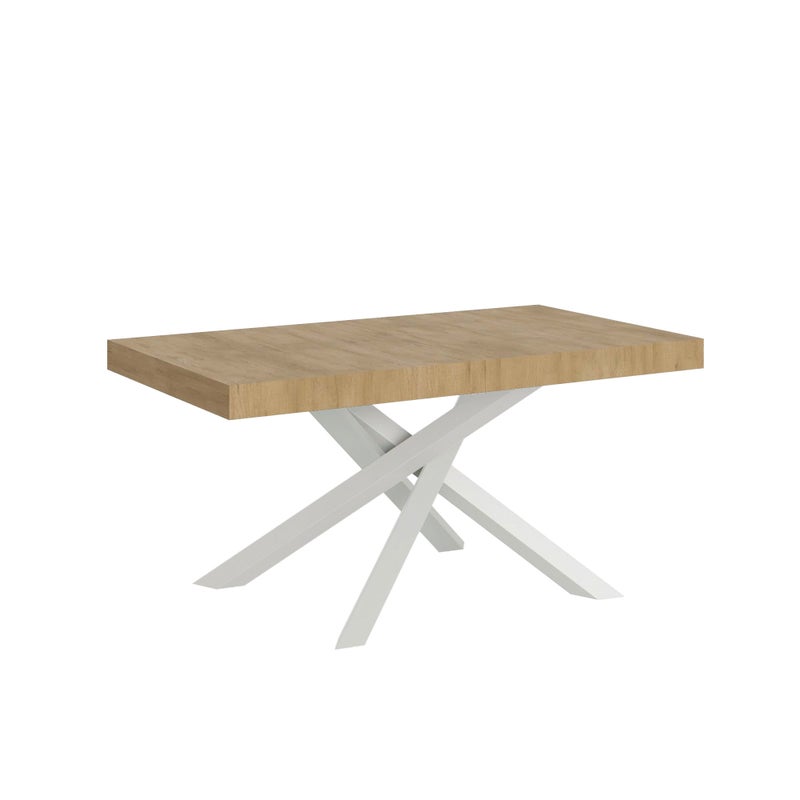 Stół rozkładany Volantis Premium 160/264x90 cm, dąb naturalny, nogi białe