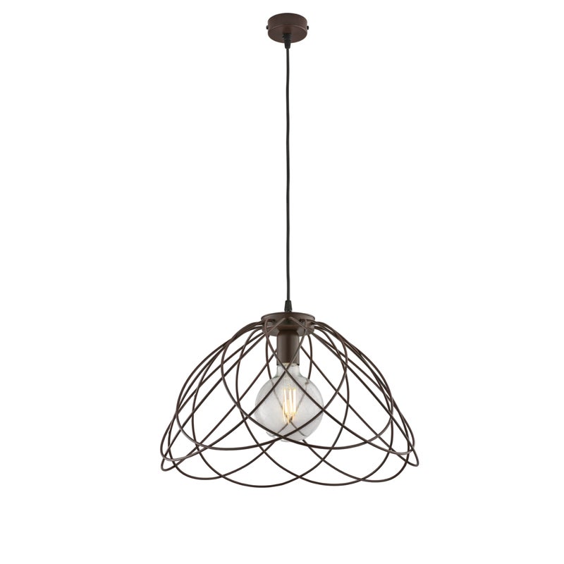 Żyrandol Pagoda z czarnego lakierowanego żelaza z dekoracją z efektem rdzy, z regulowanym kablem elektrycznym, 1 lampa 132 Ø45 BL298-S1-RG