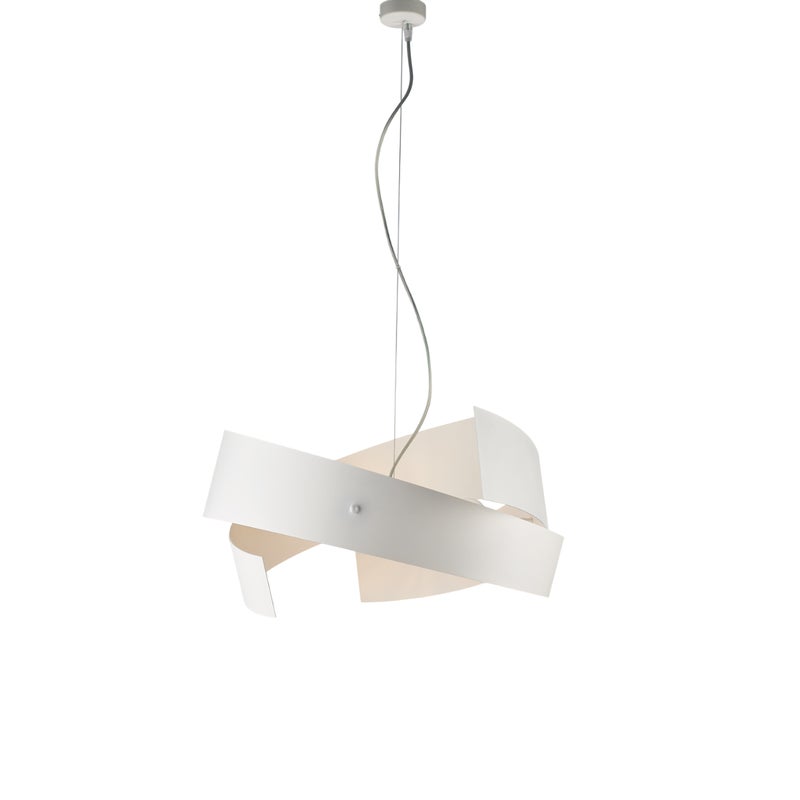 Lampa wisząca Elisa z ciętego laserowo żelaza lakierowanego na biało z regulowanym stalowym kablem, 3 światła, 128 Ø57 BL226-3-BCO