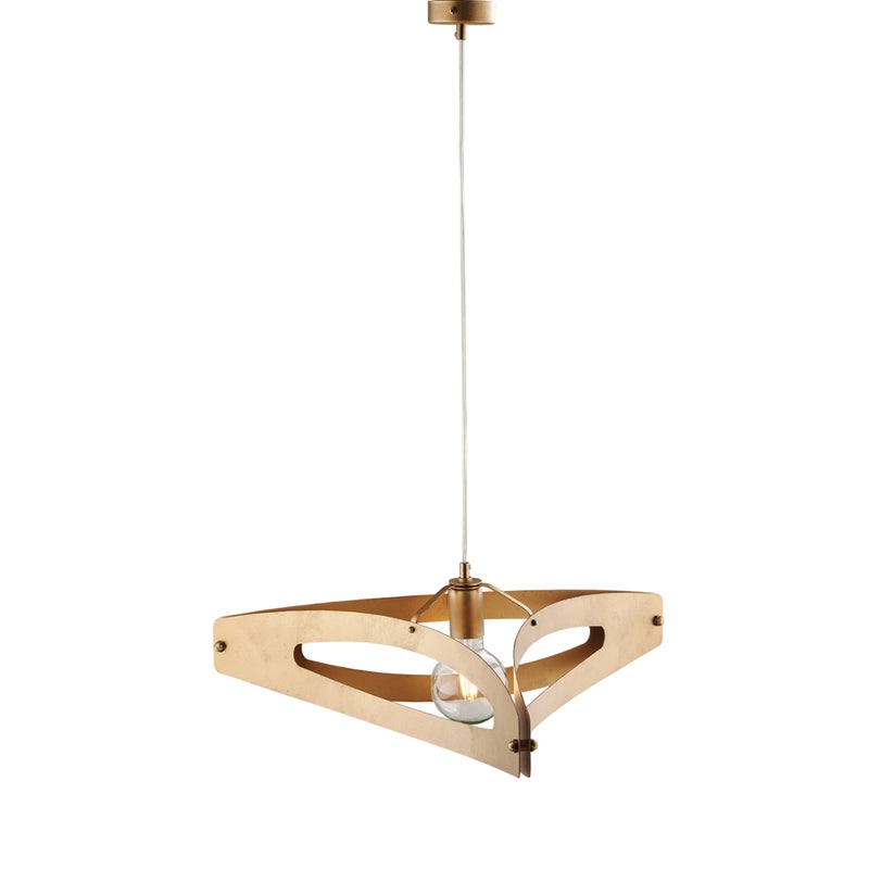 Lampa wisząca Onyx z laserowo ciętym dyfuzorem, czarne lakierowane żelazo, polerowany mosiądz, dekor stare złoto, regulowany kabel, 1 światło