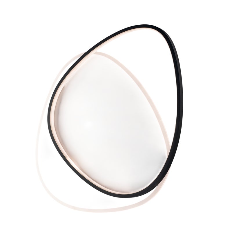 Lampa sufitowa Amy z metalu i aluminium, czarno-biała, ze zintegrowaną diodą LED CCT + pilot, dł. 55 x 46 cali BL307-PBC-GR