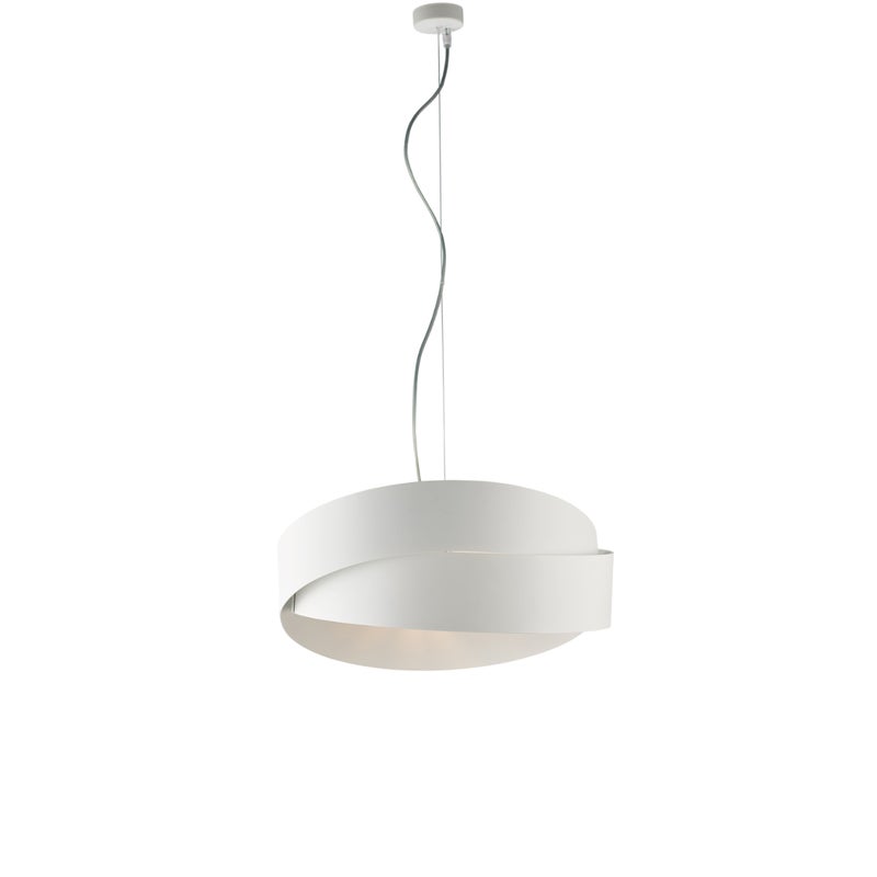 Astro - Lampa wisząca z żelaza lakierowanego na biało, z regulowanym stalowym kablem, 2 światła, 122 mm - Ø46 mm - BL207-2-BCO