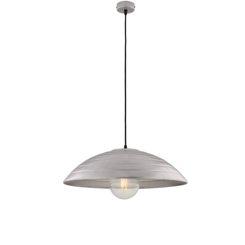 Sender lampa wisząca Ø50 cm z czarnego lakierowanego żelaza, srebrne zdobienia, regulowany kabel, 1 lampa