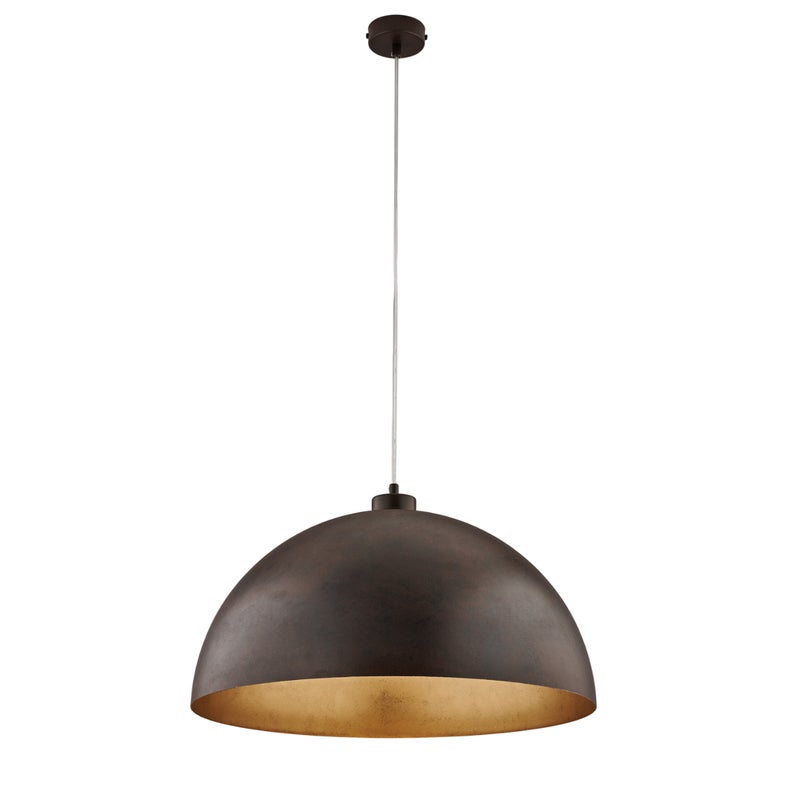 Lampa wisząca Marcus Ø50 cm z czarnego lakierowanego żelaza, dekor z efektem rdzy na zewnątrz i starego złota wewnątrz, regulowany kabel, 1 światło