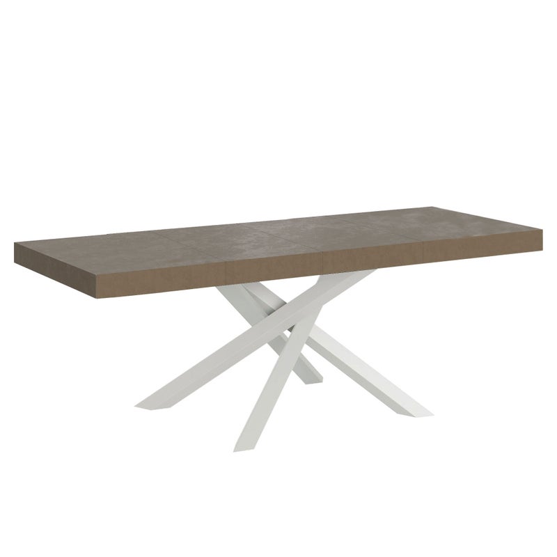 Stół rozkładany Volantis Premium w kolorze gołębiej szarości 160/420x90 cm z białymi nogami