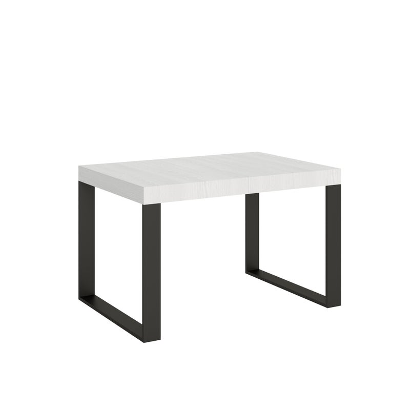 Stół rozkładany 120/380x90 cm Tecno Premium biały jesion z nogami w kolorze antracytowym