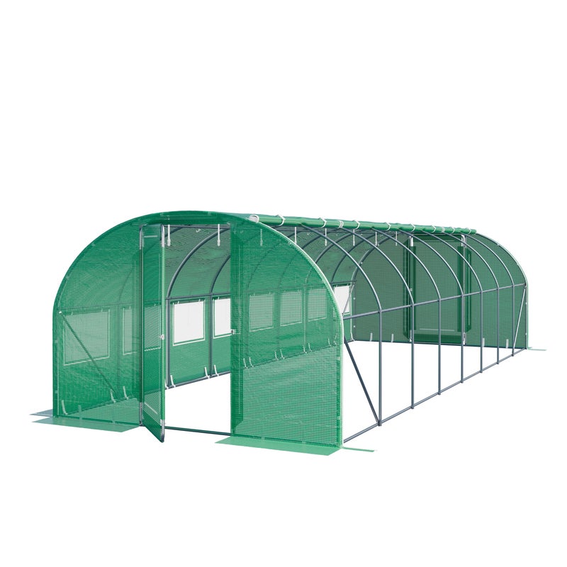 TOOLPORT Szklarnia tunelowa foliowa 3x8m Premium z obrotową konstrukcją drzwi plandeka PE 180 g/m² zielony przezroczysta
