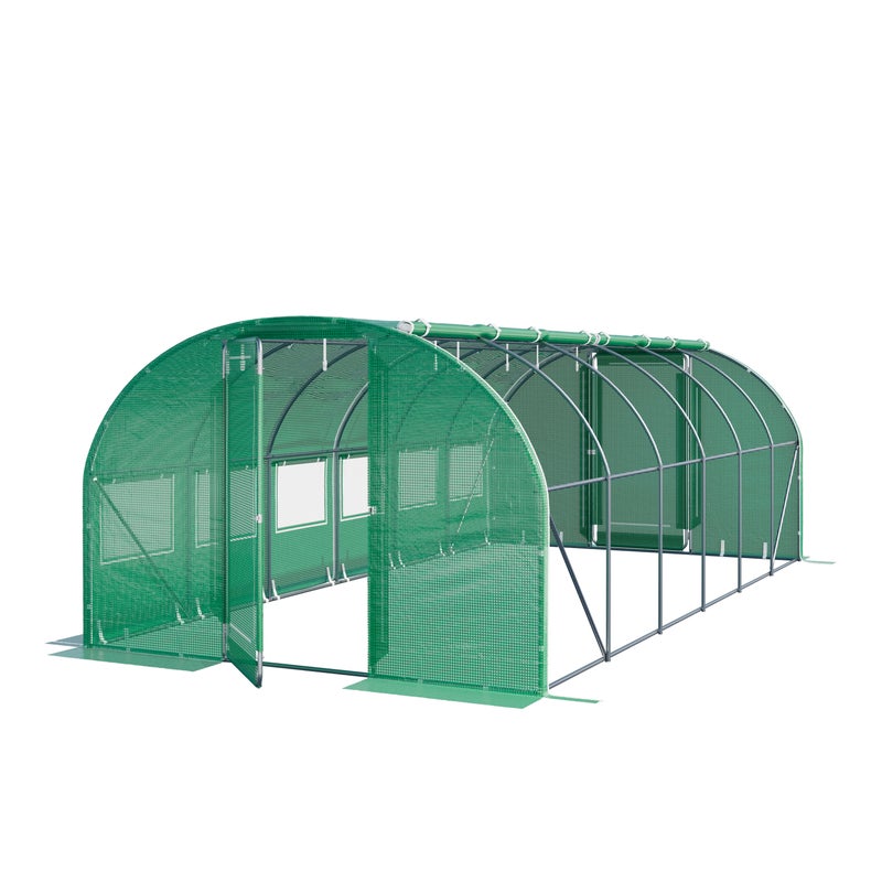 TOOLPORT Szklarnia tunelowa foliowa 3x6m Premium z obrotową konstrukcją drzwi plandeka PE 180 g/m² zielony przezroczysta