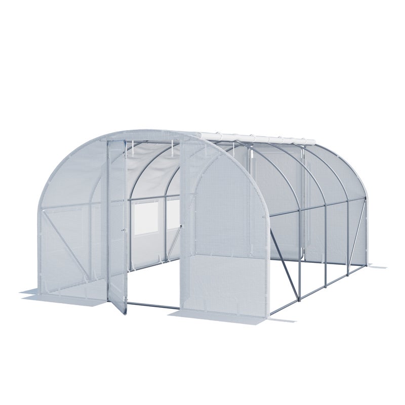 TOOLPORT Szklarnia tunelowa foliowa 3x4m Premium z obrotową konstrukcją drzwi plandeka PE 180 g/m² biała przezroczysta