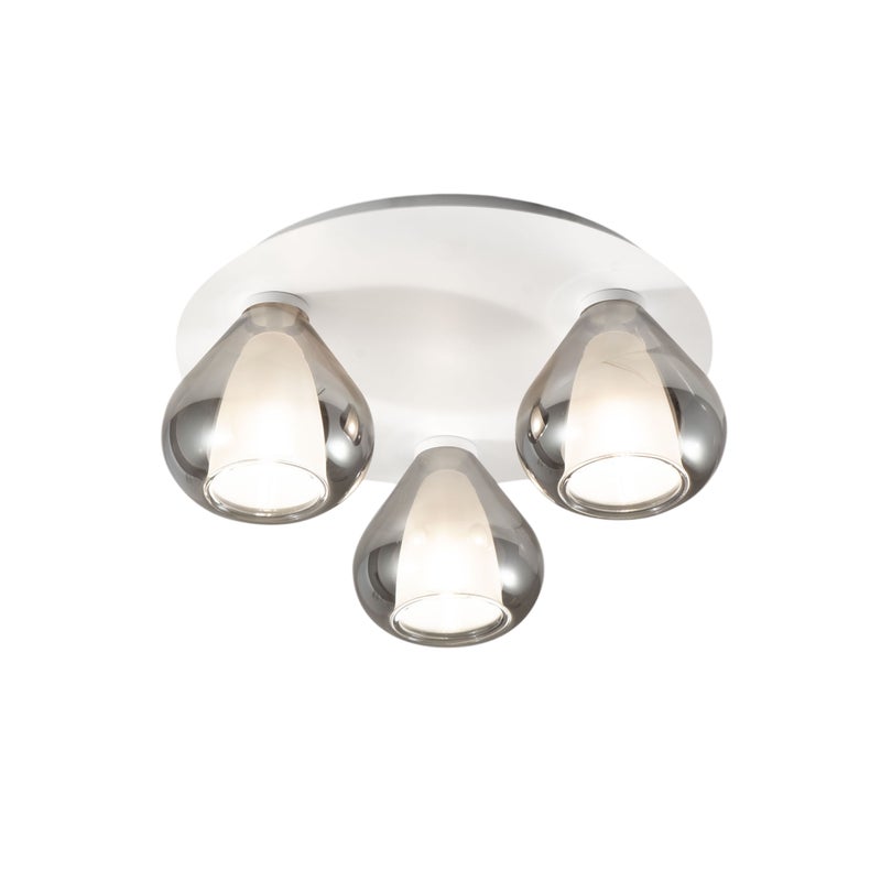 Lila - Okrągła lampa sufitowa śr. 40 cm Fabas Luce - Kinkiet z 3 żarówkami LED E27 MAX 40W - Przydymiony