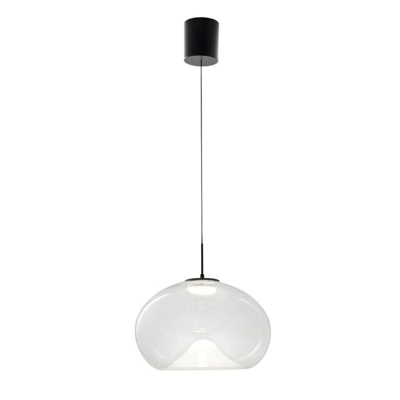Brena - Przezroczysta lampa wisząca pojedyncza firmy Fabas Luce - Ściemnialna dioda LED 14 W - Lampa sufitowa - Średnica 33 cm