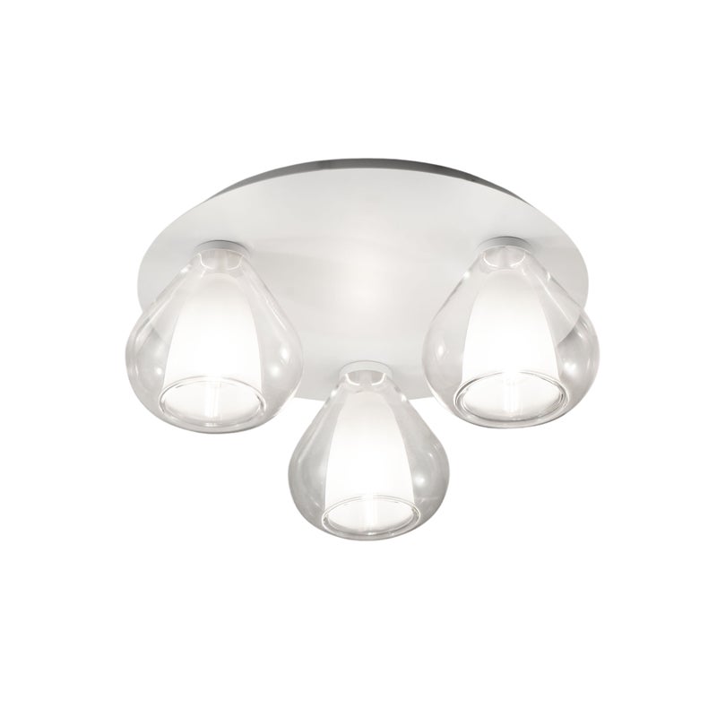 Lila - Okrągła lampa sufitowa śr. 40 cm Fabas Luce - Kinkiet z 3 żarówkami LED E27 MAX 40W - Przezroczysta