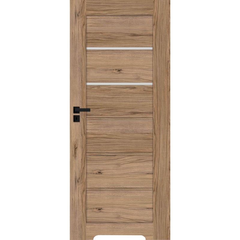 Drzwi wewnętrzne bezprzylgowe 80 prawe łazienkowe Vesu dąb jesienny z podcięciem wentylacyjnym