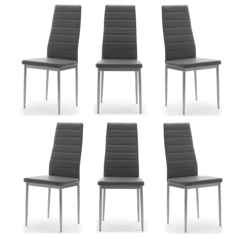 Zestaw 6 krzeseł FADO tapicerowane ekoskóra szare