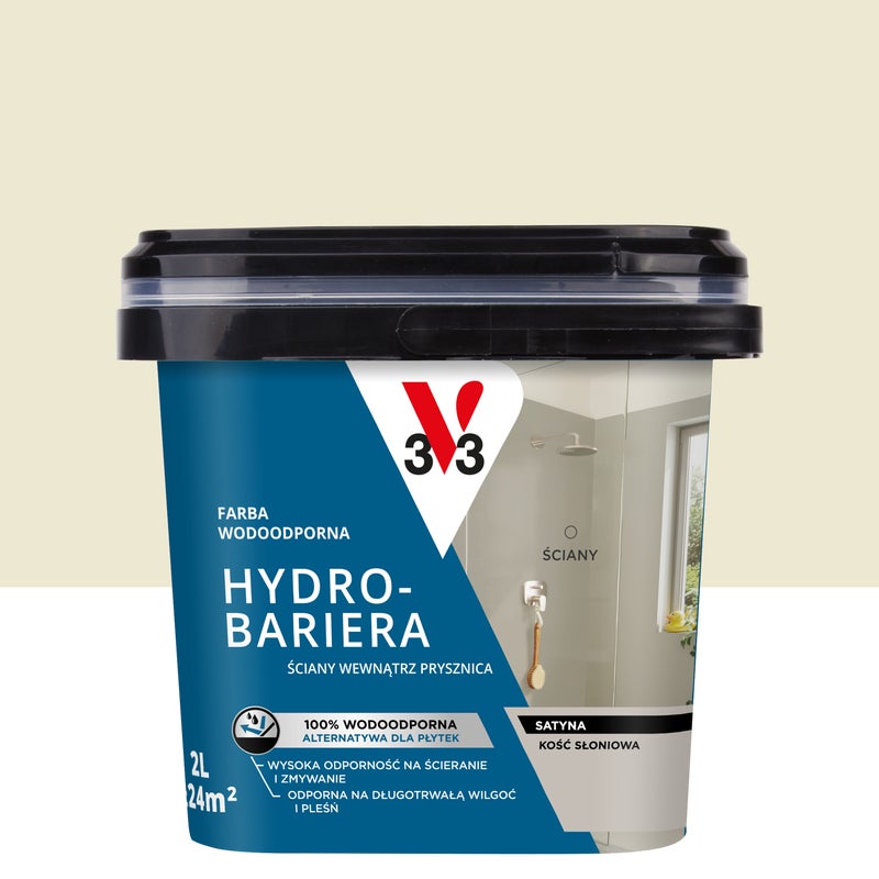 Farba wodoodporna Hydrobariera 2 l Kość słoniowa Satynowy V33