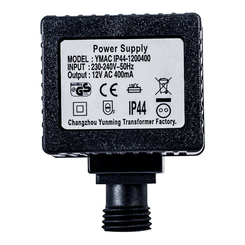 Transformator 12 V 4,8 VA/W Zasilacz sieciowy do użytku zewnętrznego (IP44) Oświetlenie LED i pompa Transformator 400 mA 29016-400