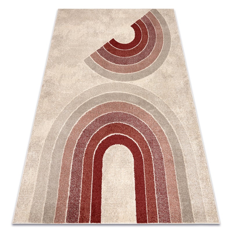 Dywan FUSION 0807 krem / bordo - Geometryczny, nowoczesny, abstrakcyjny 160x220 cm