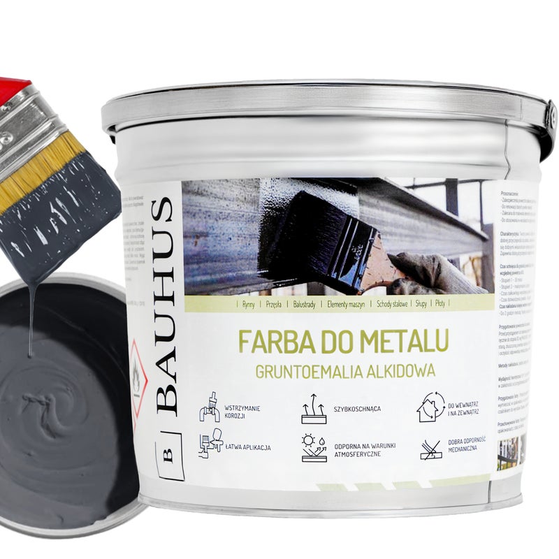 Gruntoemalia alkidowa farba do metalu antracyt 2,5 L ral 7016 szybkoschnąca