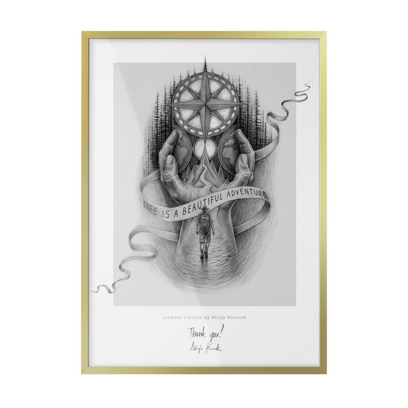 Ramka XXL TULUP złota w złotym kolorze na zdjęcia i plakaty – 70x100 cm – panoramiczna