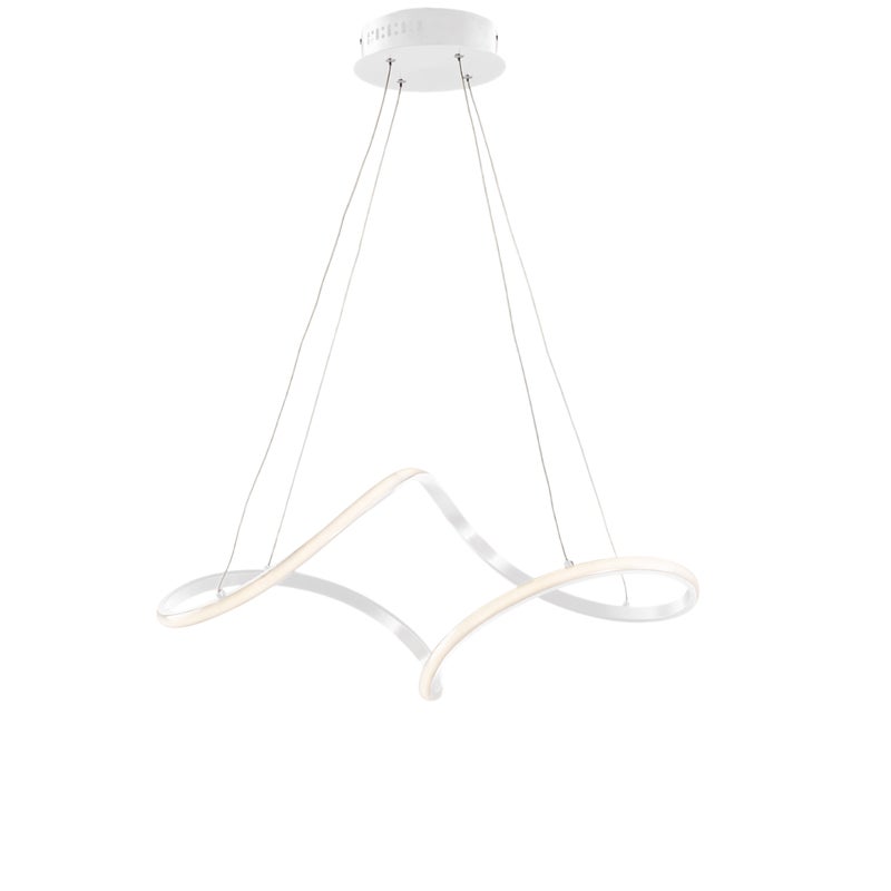 Dana lampa wisząca LED z metalu i białego aluminium, zintegrowana dioda LED, regulowane kable, nowoczesny design, 65x38 cm