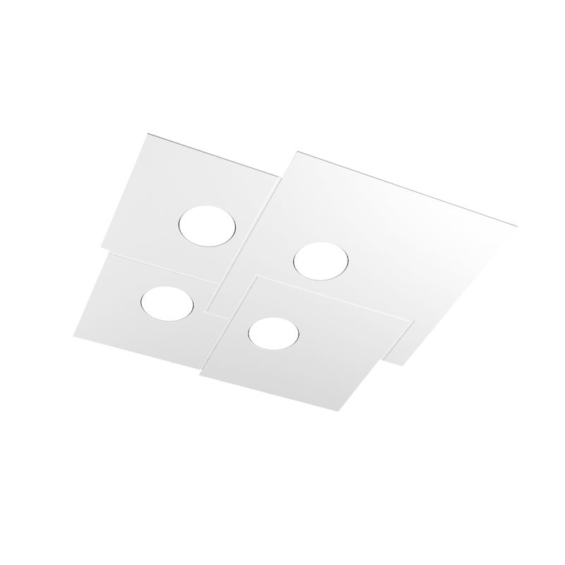 Lampa sufitowa kwadratowa Toplight 4-punktowa Plate z gniazdem GX53, biała struktura, nowoczesny design 50x46x3cm