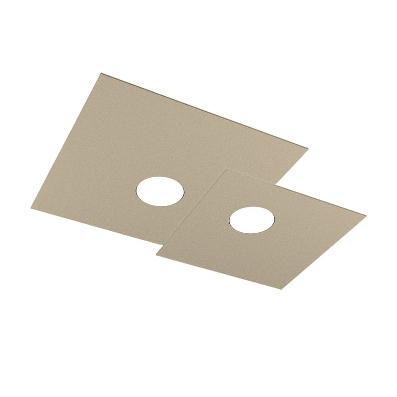 Lampa sufitowa kwadratowa Toplight 2-punktowa Plate z oprawką GX53, struktura w kolorze piaskowym, nowoczesny design 50x35x3cm