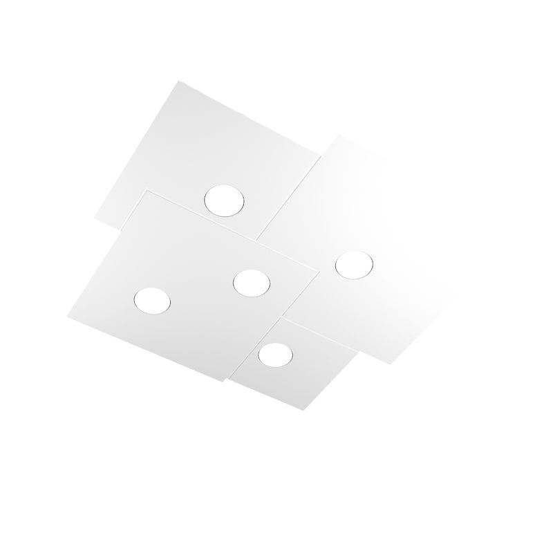 Lampa sufitowa kwadratowa Toplight 5-punktowa Plate z gniazdem GX53, biała struktura, nowoczesny design 73x67x3cm