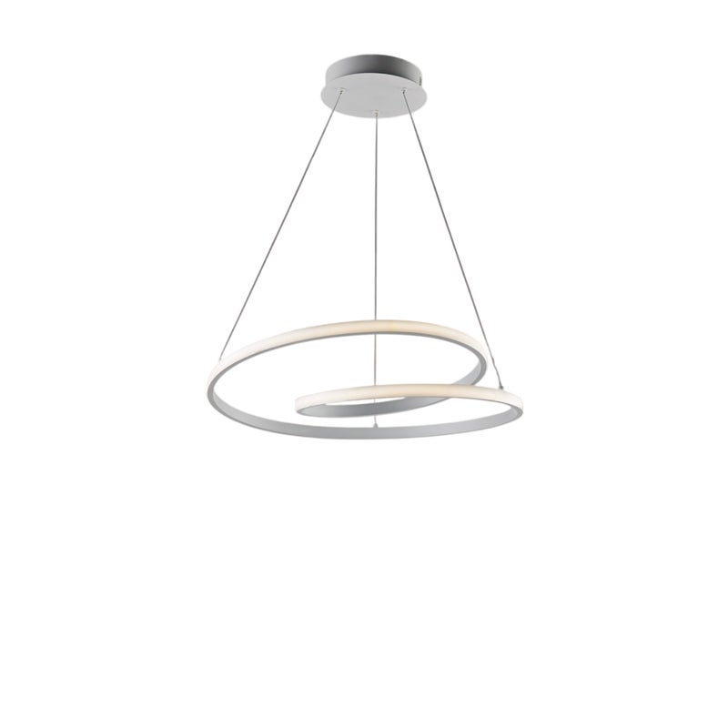 Lampa wisząca Malena z metalu i białego aluminium ze zintegrowaną diodą LED CCT z pilotem i regulowanymi kablami elektrycznymi 115 Ø50 BL247-SBC