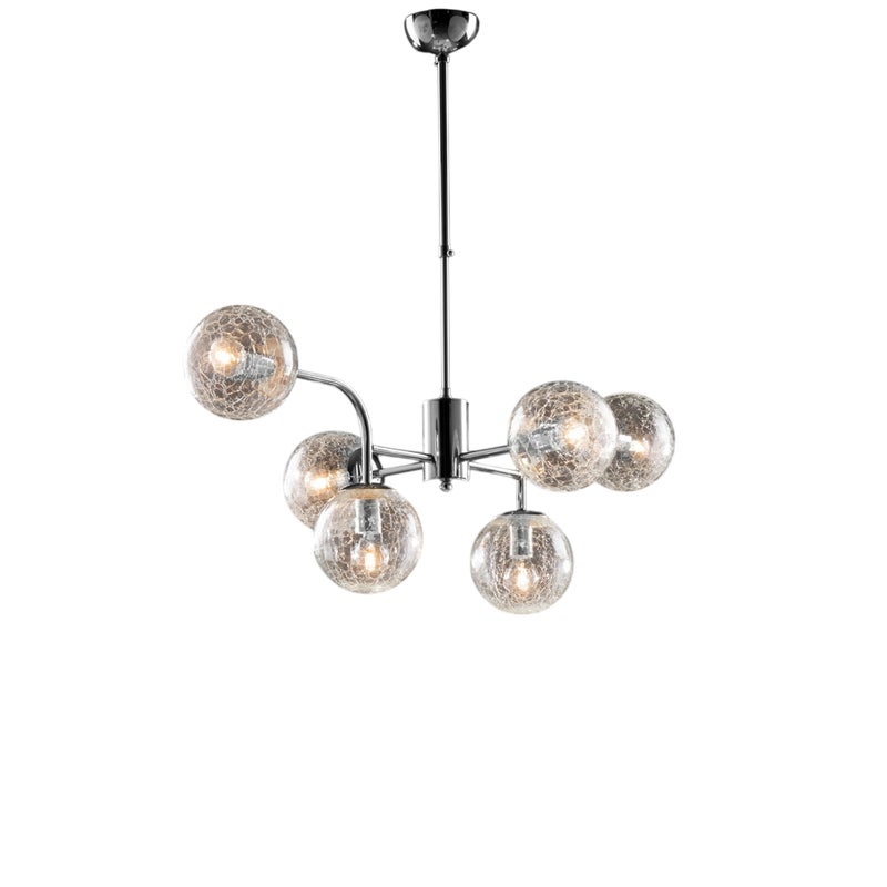 Lampa wisząca Ikarus z polerowanego chromowanego żelaza 6 lamp X 92 Ø86 BL213-6-CR