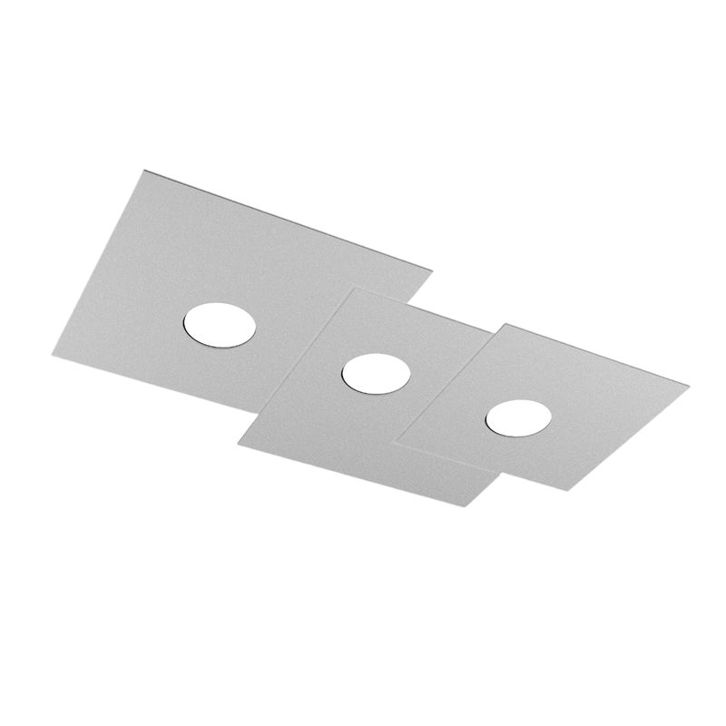 Lampa sufitowa prostokątna Toplight 3-punktowa Plate z oprawką GX53, struktura szara, nowoczesny design 65x37x3cm