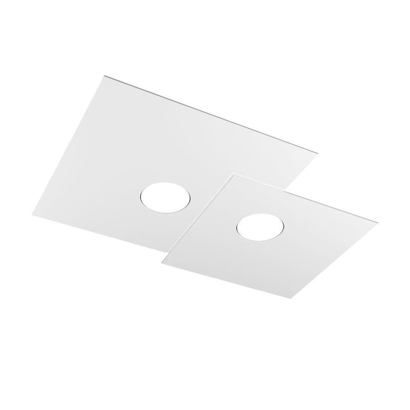 Lampa sufitowa kwadratowa Toplight 2-punktowa Plate z gniazdem GX53, biała struktura, nowoczesny design 50x35x3cm