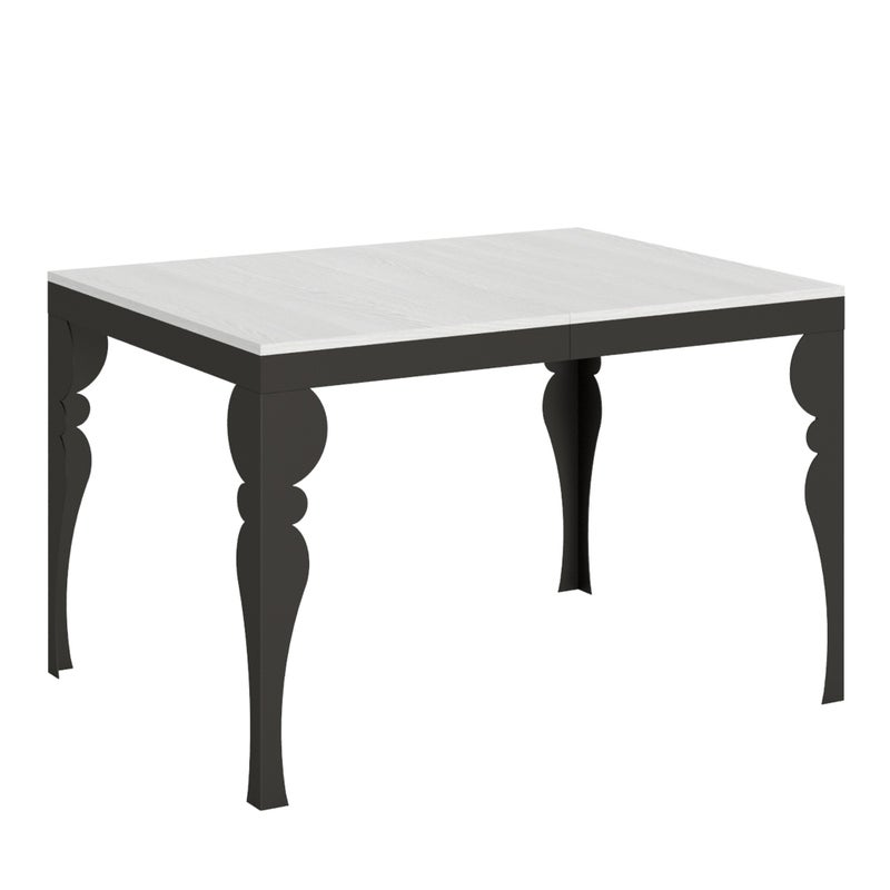 Stół rozkładany Paxon Evolution 90x120/380 cm, biały, jesion, rama antracytowa